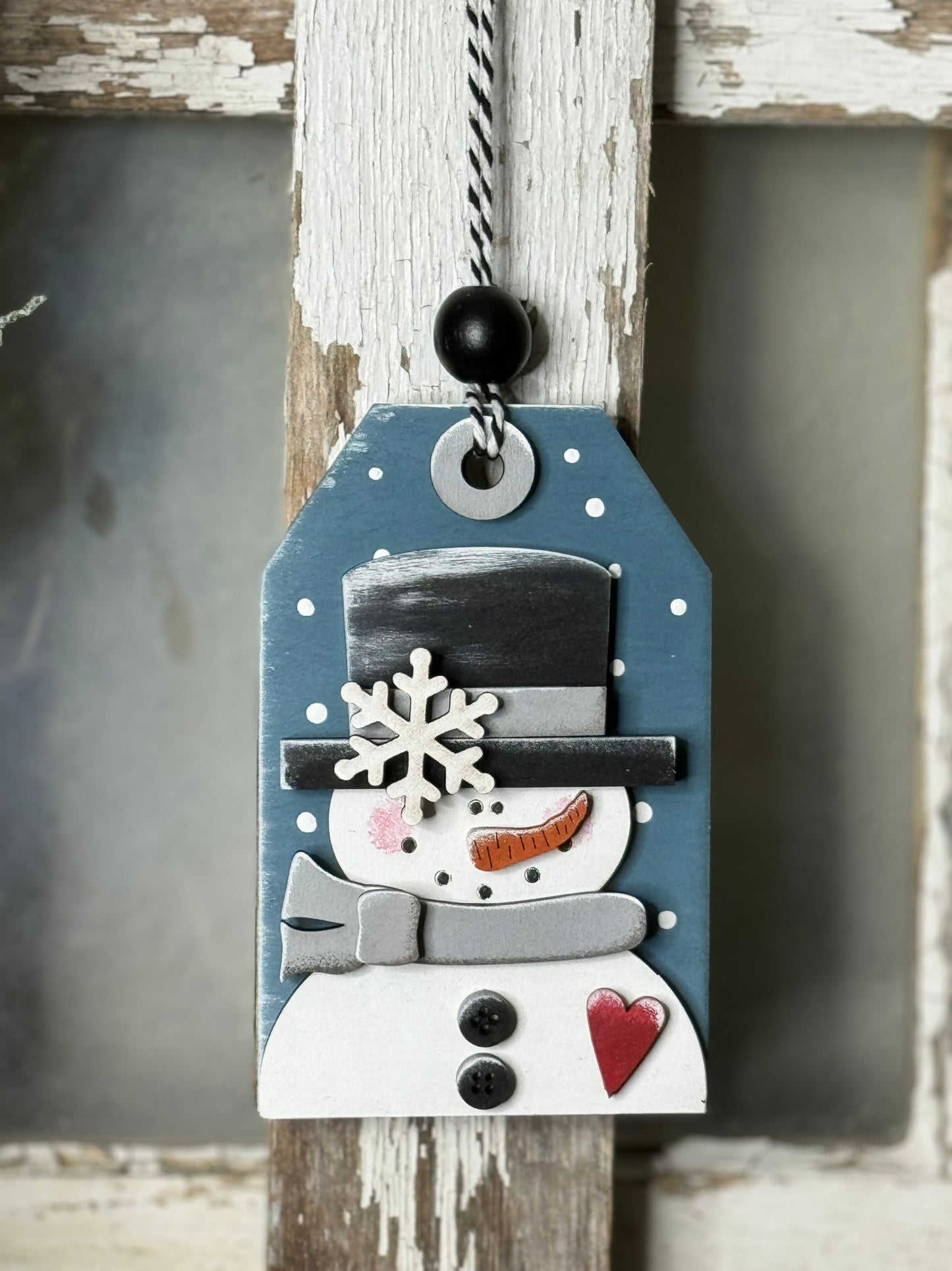 CHRISTMAS ORNAMENT/GIFT CARD HOLDER- HAPPY SNOWMAN ORNAMENT