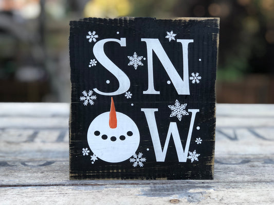 SNOW/LOVE  - DOUBLE SIDED- WOOD SIGN