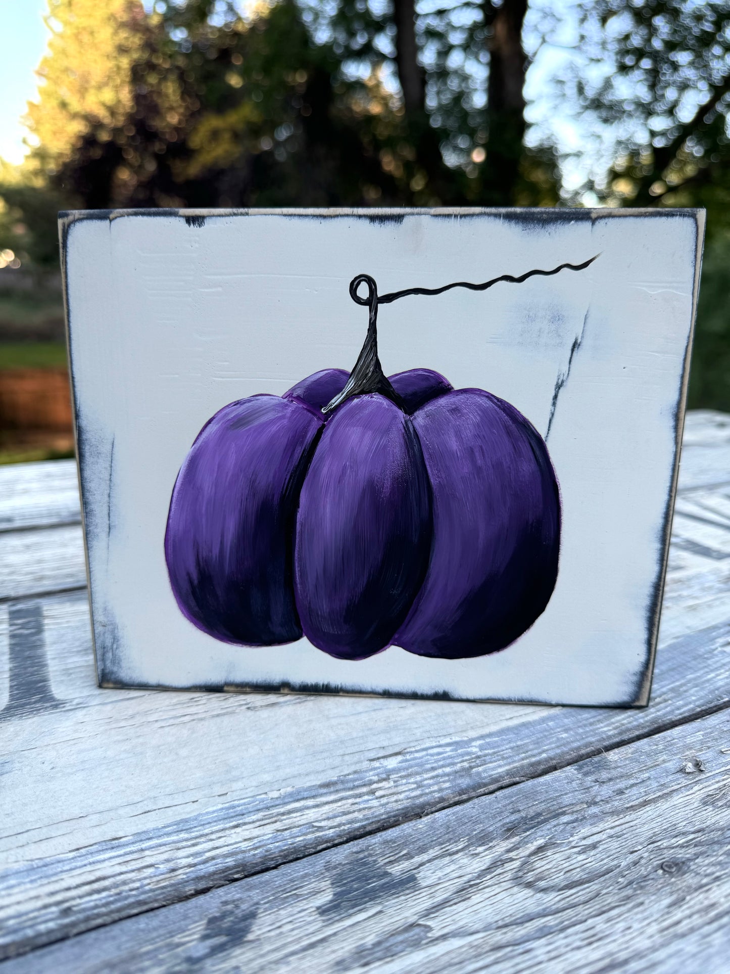 HANDPAINTED PUMPKIN/BRANCH - DOUBLE SIDED WOOD SIGN-LIMITED EDITION