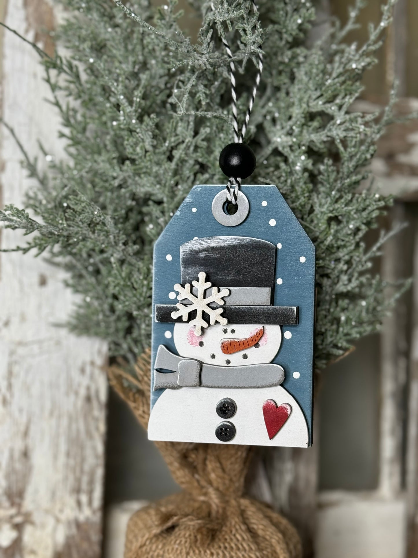 CHRISTMAS ORNAMENT/GIFT CARD HOLDER- HAPPY SNOWMAN ORNAMENT