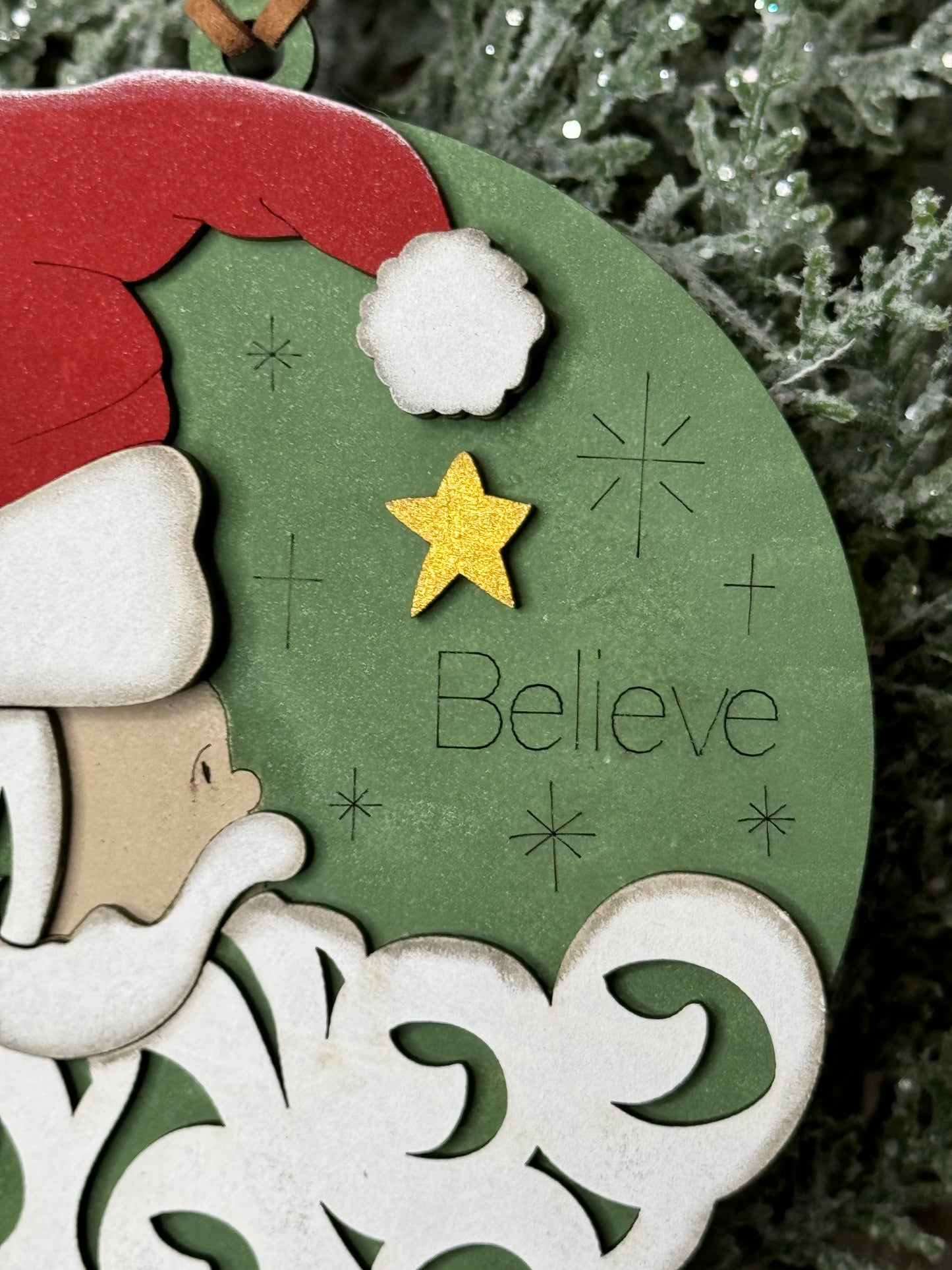 CHRISTMAS ORNAMENT- SANTA BELIEVE ORNAMENT