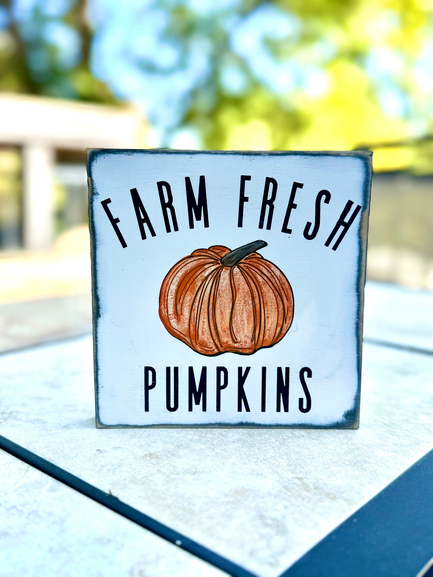 FARM FRESH PUMPKINS/MERRY ORNAMENT - DOUBLE-SIDED WOOD SIGN