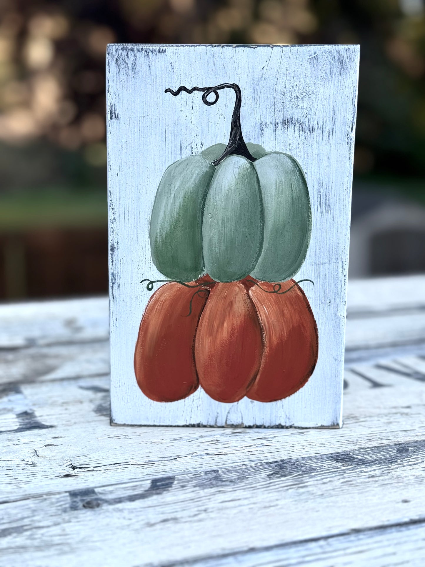 HANDPAINTED WINTER TREE/ PUMPKIN STACK/ - WOOD SIGN-LIMITED EDITION