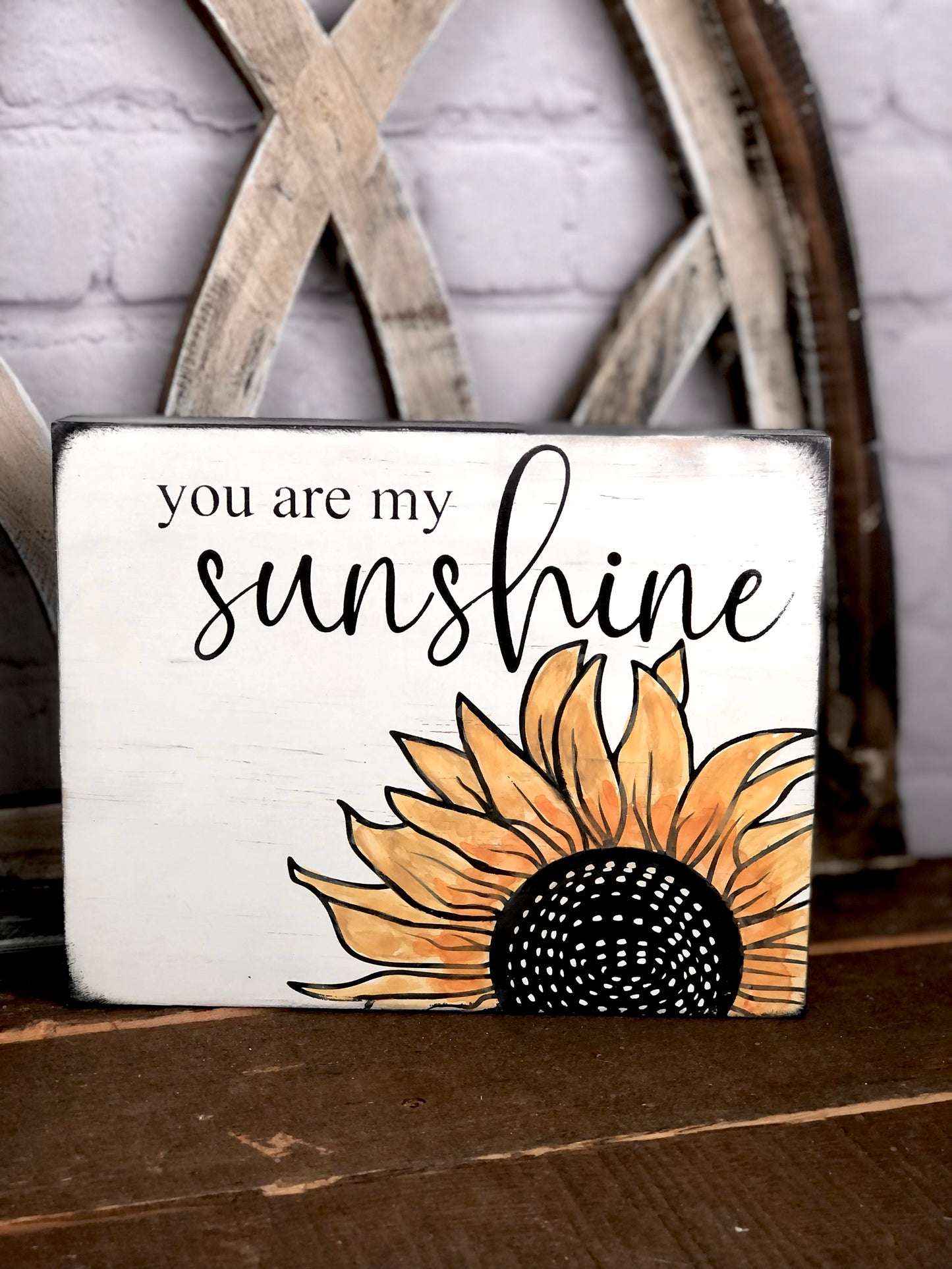 BUNNY WITH GLASSES/YOU ARE MY SUNSHINE SUNFLOWER- DOUBLE SIDED WOOD SIGN