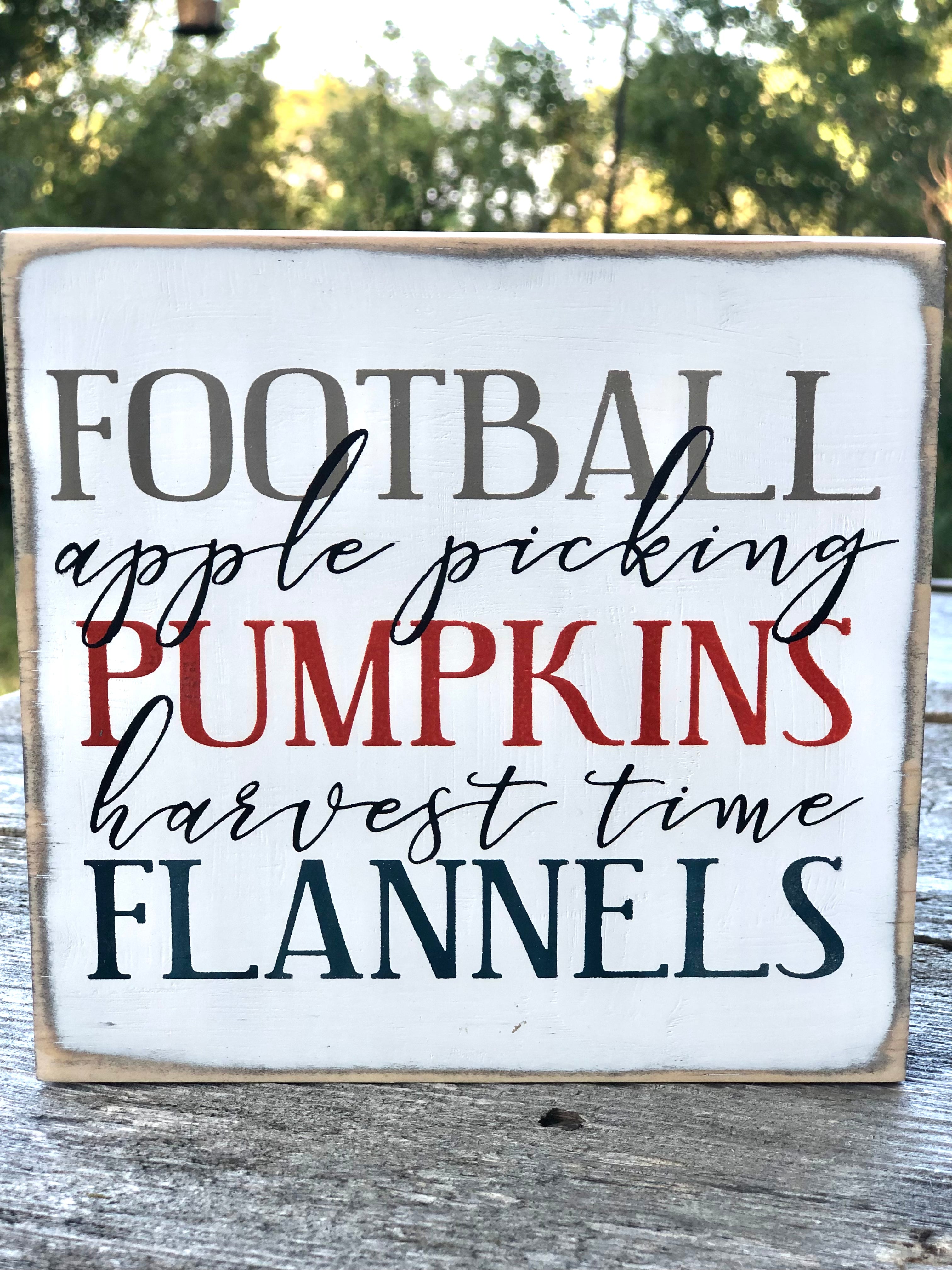 FOOTBALL PUMPKINS FLANNELS - WOOD SIGN – The Farmers Daughters and Co