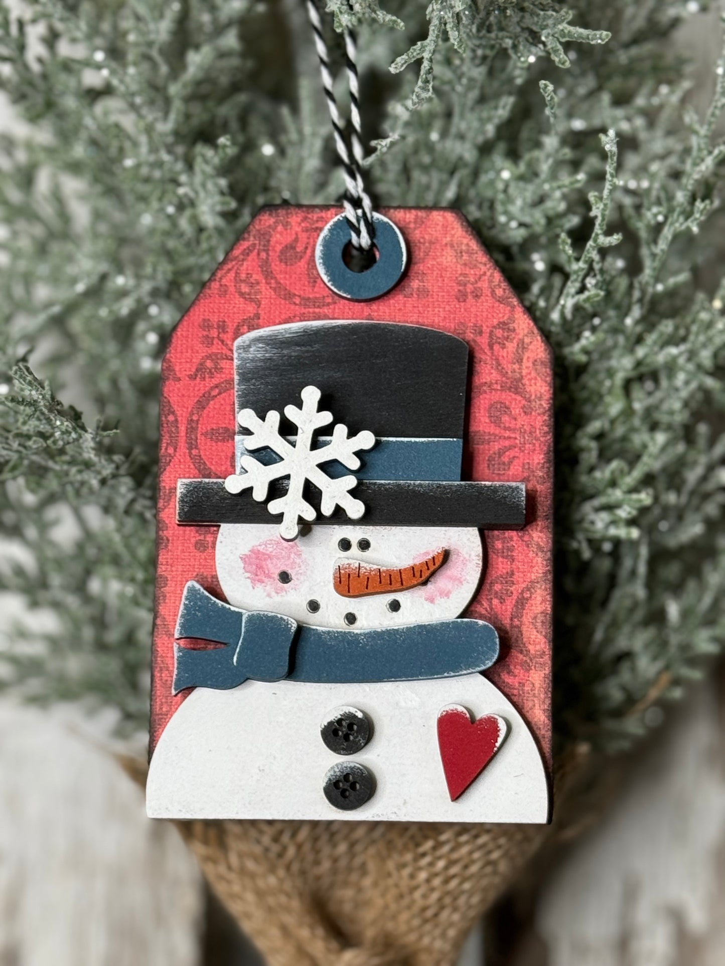 CHRISTMAS ORNAMENT/GIFT CARD HOLDER- HAPPY SNOWMAN ORNAMENT