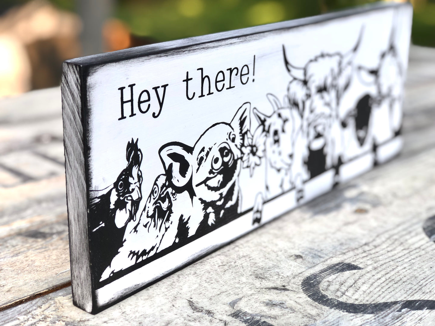 HEY THERE-FARM ANIMALS WOOD SIGN