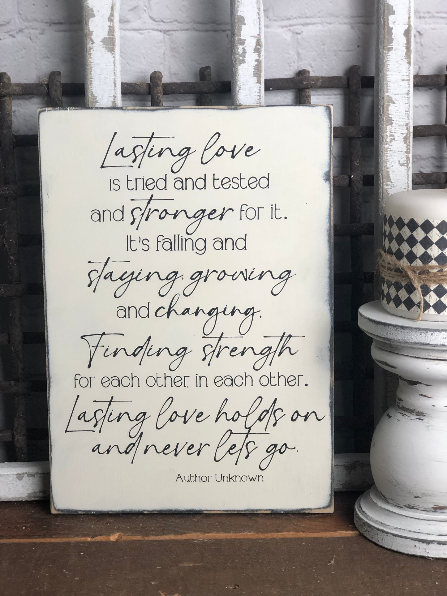 LASTING LOVE IS TRIED AND TESTED - WOOD SIGN